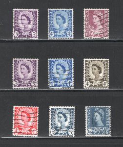 Wales & Monmouthshire #1,2,3, 7-12     VF, Used CV $5.60  .....  6950007