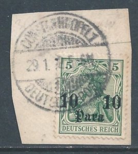 Germany Offices in Turkey #31 Used On Piece 5pf Germania Issue Surcharged Unw...