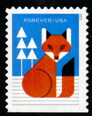 SC# 5825 - (66c) - Winter Woodland Animals Fox, Used Single - Off Paper