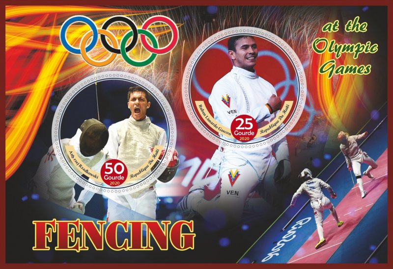 Stamps. Sports. Fencing Olympic Games 2020 year 1+1 sheets perforated