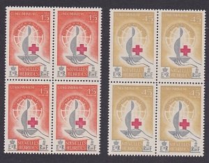 NEW HEBRIDES (French) 1963 Red Cross set MNH blocks of 4...................A5239