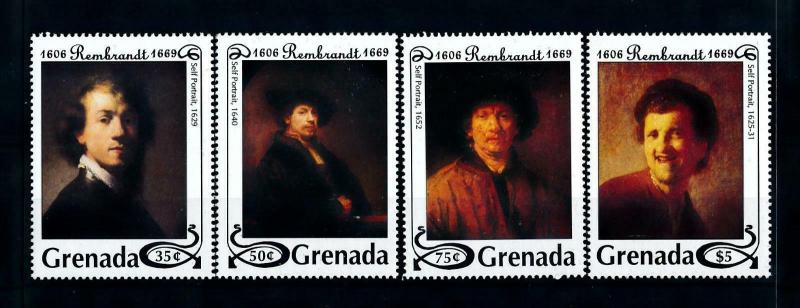 [100167] Grenada 1993 Art Paintings Rembrandt Self Portraits  MNH