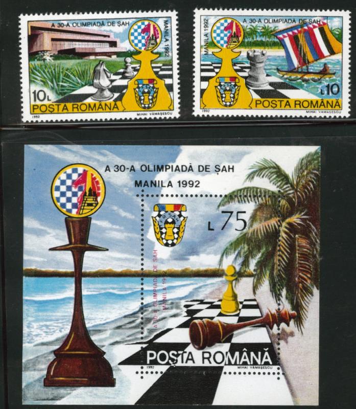 ROMANIA Scott 3746-8 MNH** 1992 Chess Olympic set