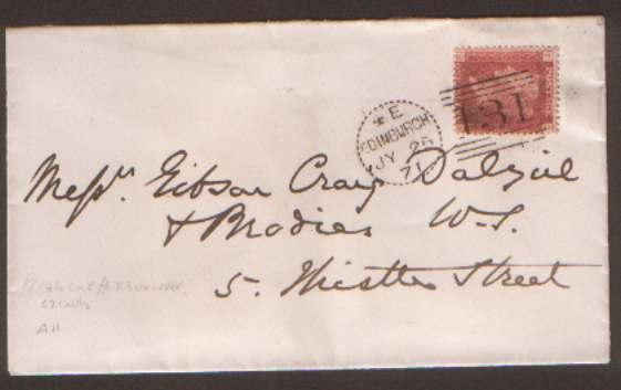 SCOTLAND 1871 1d PL 146 CANC BY A FINE EDINBURGH DOTTED D...