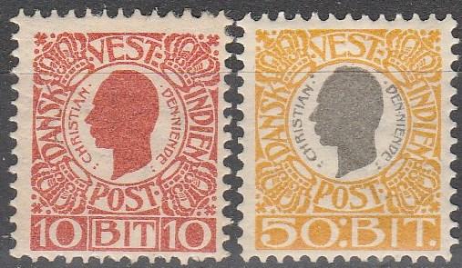 Danish West Indies #32, 36  F-VF Unused CV $13.75   (A14051)