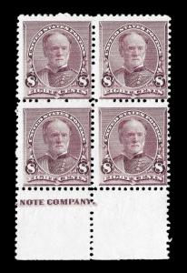 WCstamps: U.S. Scott #225 / $600 - 8c Bureau Block (4) Impt., NH OG, Fine