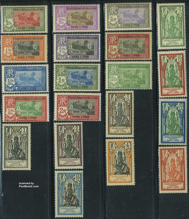 French India 1929, Definitives 20v, Unused (hinged)