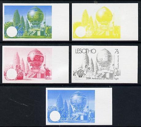 Lesotho 1983 Manned Flight 7s (Montgolfer Balloon) x 5 im...