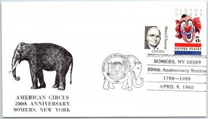 US SPECIAL EVENT COVER THE AMERICAN CIRCUS 200 YEARS AT SOMERS NEW YORK 1988