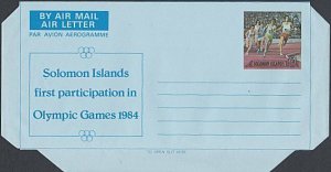 SOLOMON IS 25c aerogramme - 1984 Olympic Games opt - unused.................L162