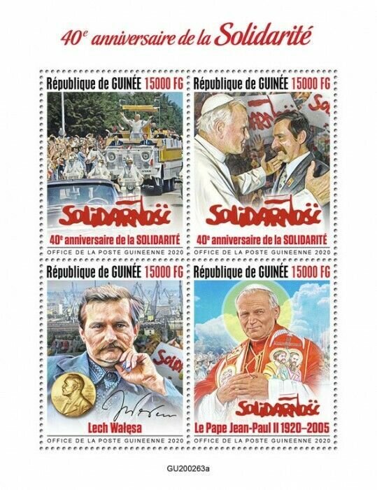Guinea People Stamps Mnh Solidarity Lech Walesa Pope John Paul Ii 4v M S Africa Guinea Stamp Hipstamp