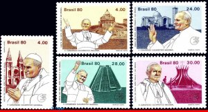 1695-99 BRAZIL 1980 VISIT POPE JOHN PAUL II, EUCHARISTIC CONGRESS, SET MNH