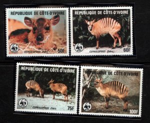 Ivory Coast Scott 764-767 Mint Never Hinged WWF Animals