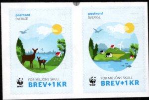 Sweden 2015 MNH** - Semi-Postal - Pair - WWF - Booklet Stamps - Scott - # B63