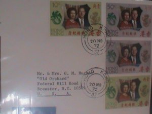 ​HONG KONG-1972-ROYAL SILVER WEDDING QUEEN ELIZABETH FDC-MINT-VF LAST ONE  RARE