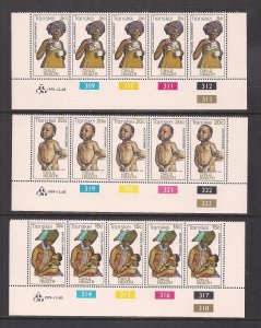 SOUTH AFRICA - TRANSKEI SC# 66-68  CONTROL STRIP/5  #309-323  FVF/MNH 1980