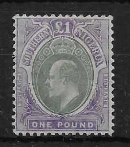SOUTHERN NIGERIA SG32 1906 £1 GREEN & VIOLET MTD MINT
