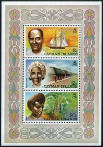 Cayman 351a sheet,MNH.Michel Bl.5. Sea Captain,Thatch Weaver,Farmer,1974.