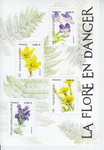 2019 France Endangered Flora MS4 (Scott 5658) MNH