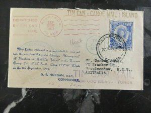 1937 Niuafoou Tonga Toga Tin Can Canoe Mail Cover to Broadmeadow Australia