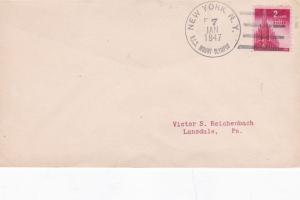 United States 1947 USS Mount Olympus New York to Lansdale Cover VGC