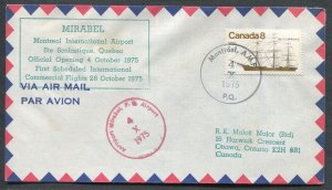 CANADA AIR MAIL COVER, MIRABEL, P.Q. AIRPORT CANCEL, MONTREAL A.M.F. CANCEL