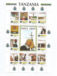 TANZANIA - 1980 - Pope's Visits -  Perf 12v Sheet - Mint Never Hinged