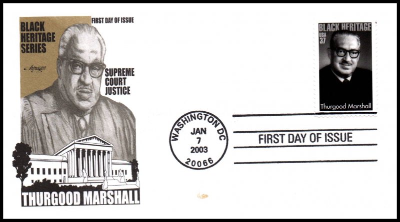 US 3746 Thurgood Marshall Artmaster Label FDC