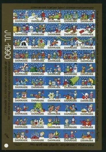 Denmark. Christmas Sheet Mnh 1990  Imperforated. Happy Children,Christmas Time.