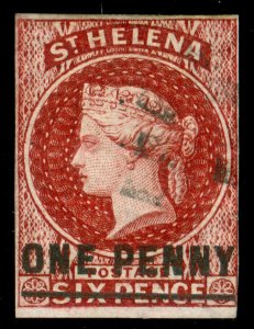 MOMEN: ST HELENA SG #4 1863 IMPERF USED LOT #60427