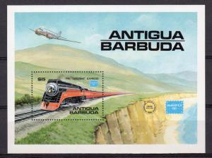 Antigua & Barbuda 1986 Sc#938 TRAINS DAYLIGHT/AIRCRAFT/AMERIPEX '86 S/S MNH