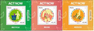 Malta 2021 MNH Stamps Souvenir Sheet Scott 1699-1701 UN Environment Ecology