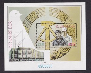 German Democratic Republic  DDR  #2780 MNH 1989 sheet DDR anniversary