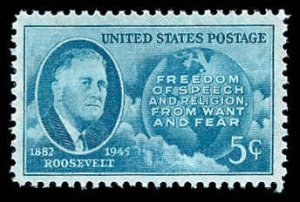 PCBstamps   US # 933 5c FDR & Globe, MNH, (9)