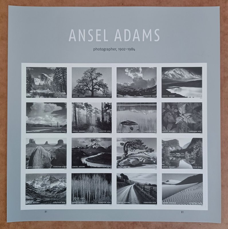 United States #5854 (68c) Ansel Adams MNH pane of 16 plate #B1 (2024)