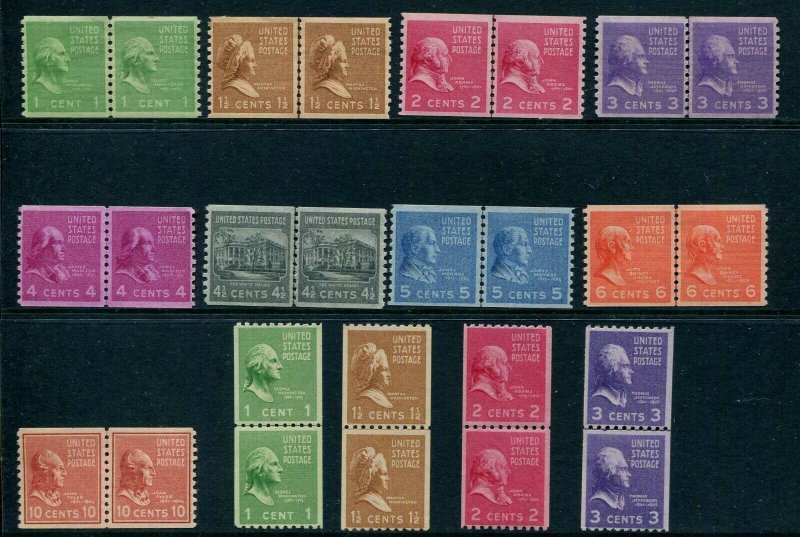 US #839-51 Prexie Set Joint Line Pairs MNH  VF Scott $139.90