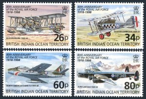 BIOT 198-201,MNH. Royal Air Force,80th Ann.1998. Blackburn Iris,Gloster Gamecock