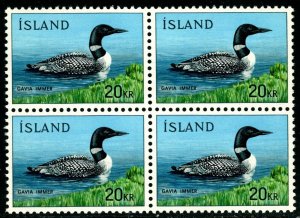 ES-14182 ICELAND Sc# 388, 1967 COMMON LOON, MINT F-VF NH BLOCK