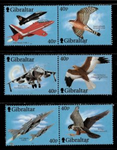 Gibraltar 2001 - Wings of Prey, Planes, Birds - Set of 6v - Scott 887-89 - MNH