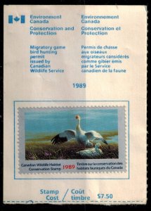 Canada FWH5 Duck Stamp on License Used VF