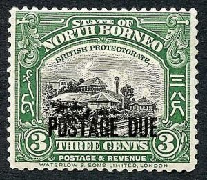 North Borneo SGD67 3c M/M (brown gum) Post Due Cat 12 Pounds