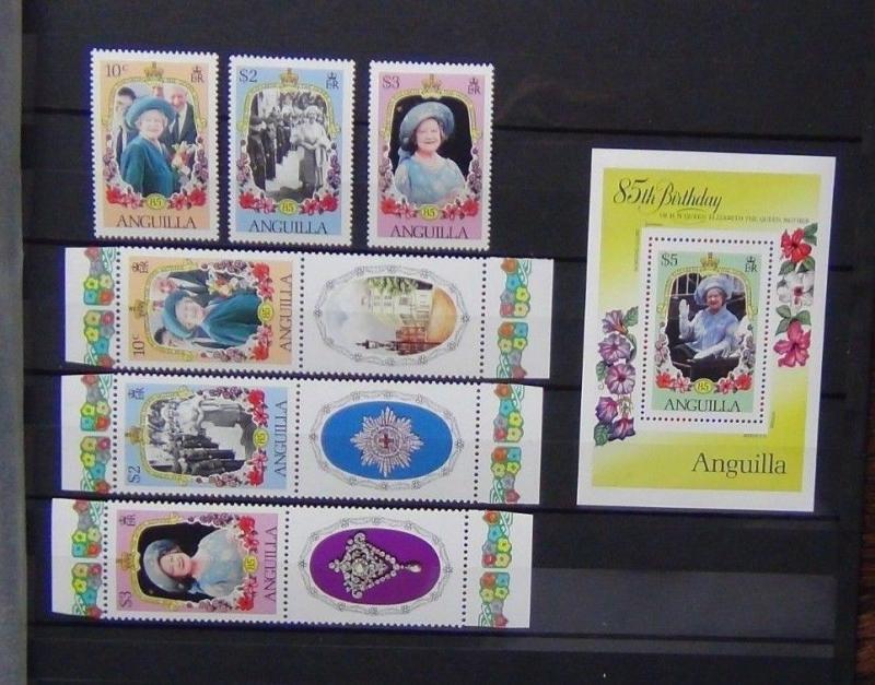 Anguilla 1985 Life and Times of Queen Elizabeth set both perfs and M/s MNH