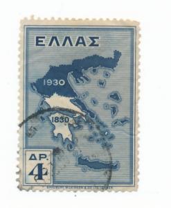Greece 1930 Scott 359 used- 4d, map of Greece