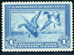 RW1 1934 FEDERAL DUCK STAMP GRADE 90 XF Almost invisible hinge UL