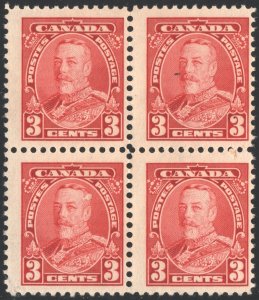 Canada SC#219 3¢ King George V Block of Four (1935) MNH