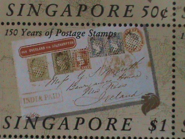 ​SINGAPORE-1990-SC# 566a  150TH ANNIV: 1ST POSTAGE STAMP -MNH-S/S VF-LAST ONE