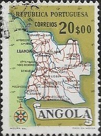 1955 Angola  Map of Angola SC#393 Used