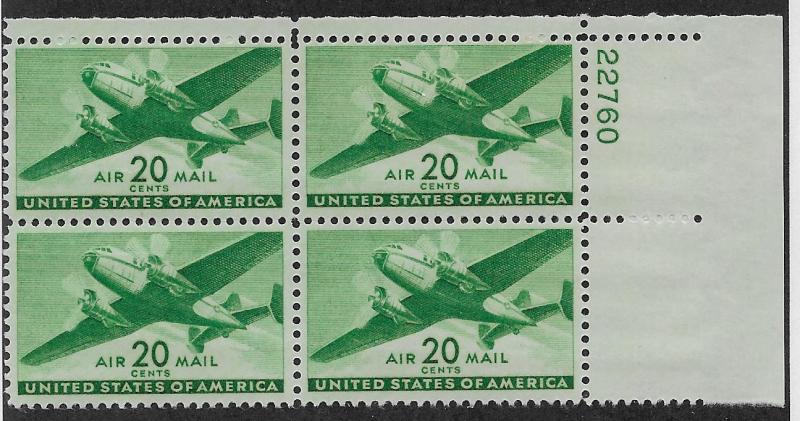 UNITED STATES SC# C29 PL B/4  VF/MNH