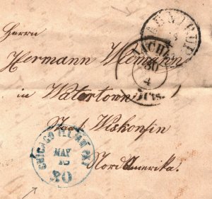 Germany PRUSSIA Transatlantic Letter *Barntrup* Buckenburg Rail USA c1860 S140