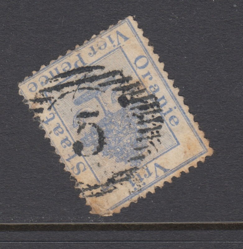 Orange Free State SG 19 used. 1878 4p ultramarine, excellent Numeral 5 cancel